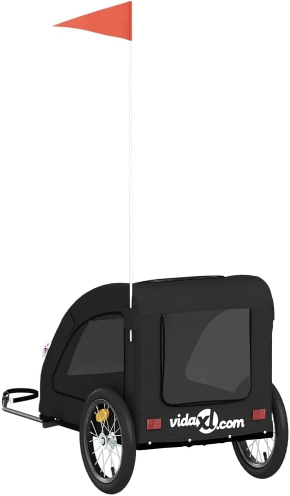 Fahrradanhänger Hunde Schwarz Oxford-Gewebe und Eisen, Fahrrad Anhänger, Lastenanhänger, Handwagen,