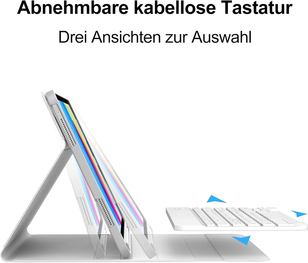 SENGBIRCH Hülle mit Tastatur für ipad 10 Generation - QWERTZ Layout Bluetooth Tastatur, Kabellose Ab