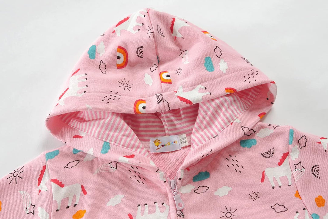 EULLA Kinder Mädchen Zip Up Hoodie Sweatjacke Kapuzenjacke Kapuzenpullover Langarm Baumwolle Einhorn