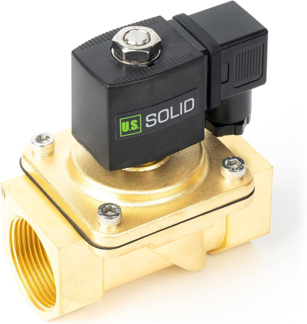 U.S. Solid 1-1/4" Magnetventil - Messing AC 230V mit Viton-Dichtung, stromlos geschlossen, Anschluss