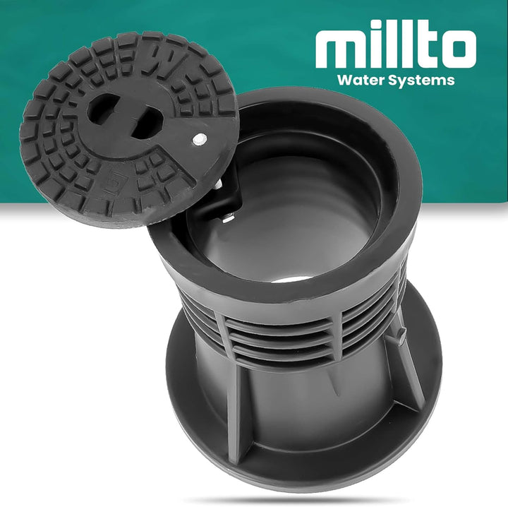 Millto™ Revisionsschacht aus Gusseisen mit Metallabdeckung, Mannloch rund 160 mm 270 mm Schwarz