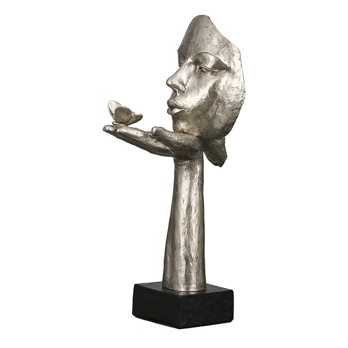 Casablanca Skulptur Figur Frau mit Schmetterling - Desire - antik-silberfarben - Höhe 34 cm - mit Sp