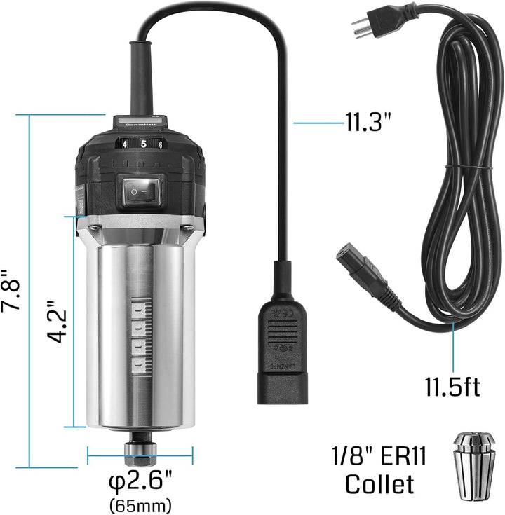 Genmitsu 710W CNC-Kompaktfräse, 65 mm Durchmesser, Spindelmotor mit LCD-Digitalanzeige, 6 einstellba