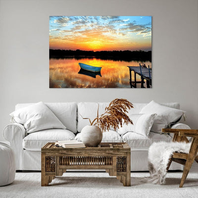 ARTTOR Bilder auf Leinwand 100x70cm Leinwandbild Landschaft Sommer Meer Gross Wanddeko Bild Schlafzi