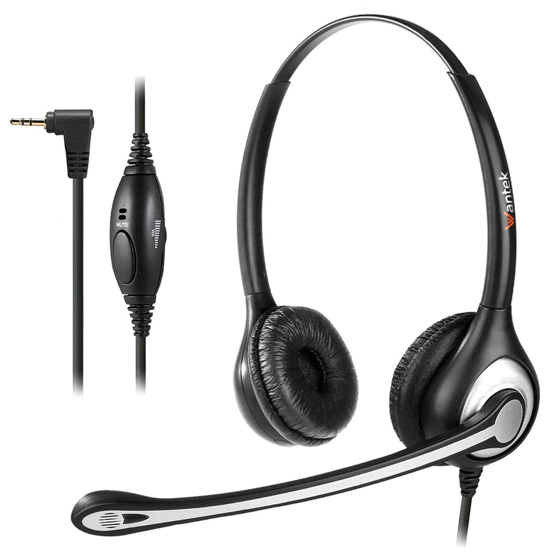 Wantek 2,5mm Telefon Headset Dual mit Noise Cancelling Mikrofon und Volume Mute Control 6025-SS-A, 6