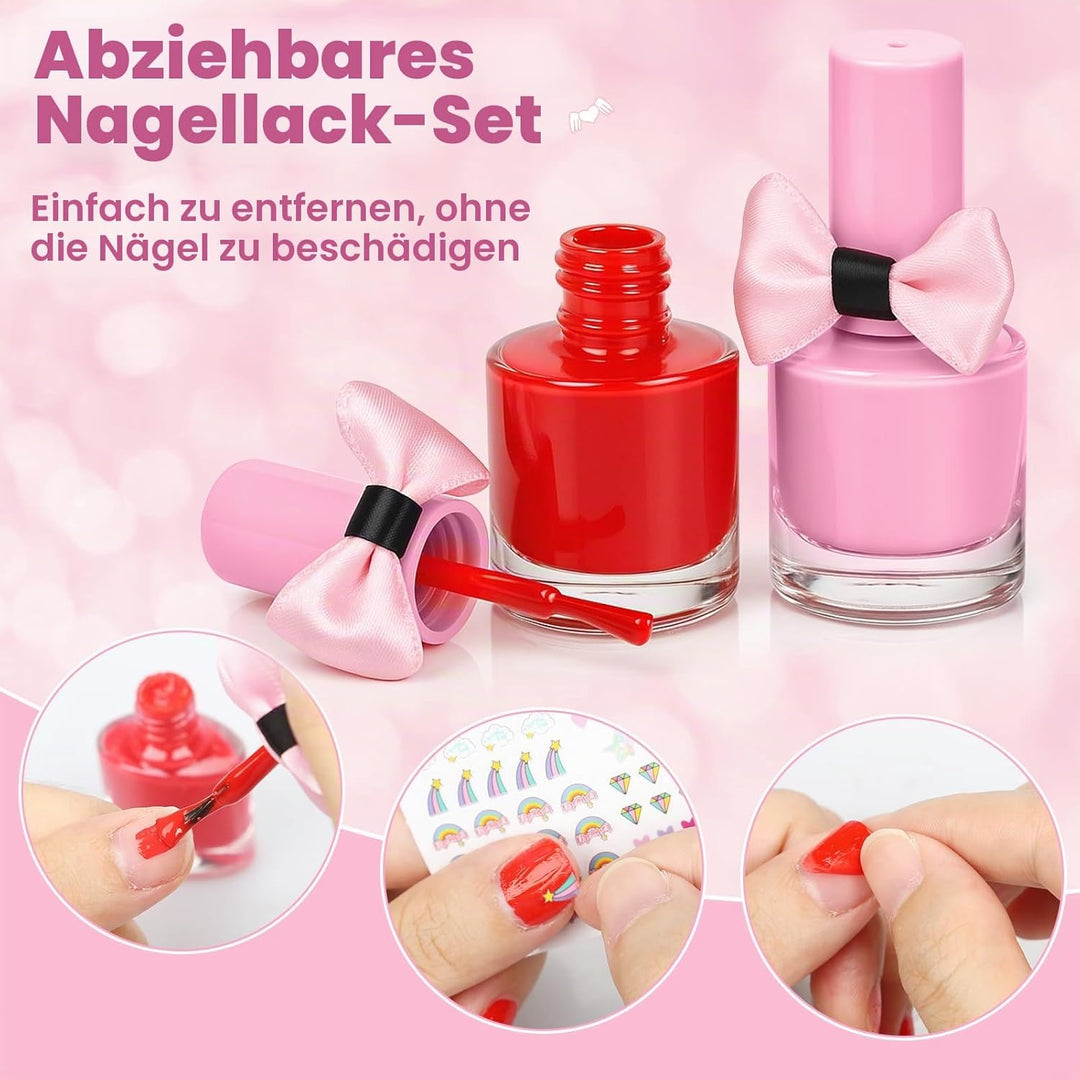 Dreamon Kinderschminke mädchen, Waschbar Make up Spielzeug für Mädchen Kinder Nagellacke mit Koffer