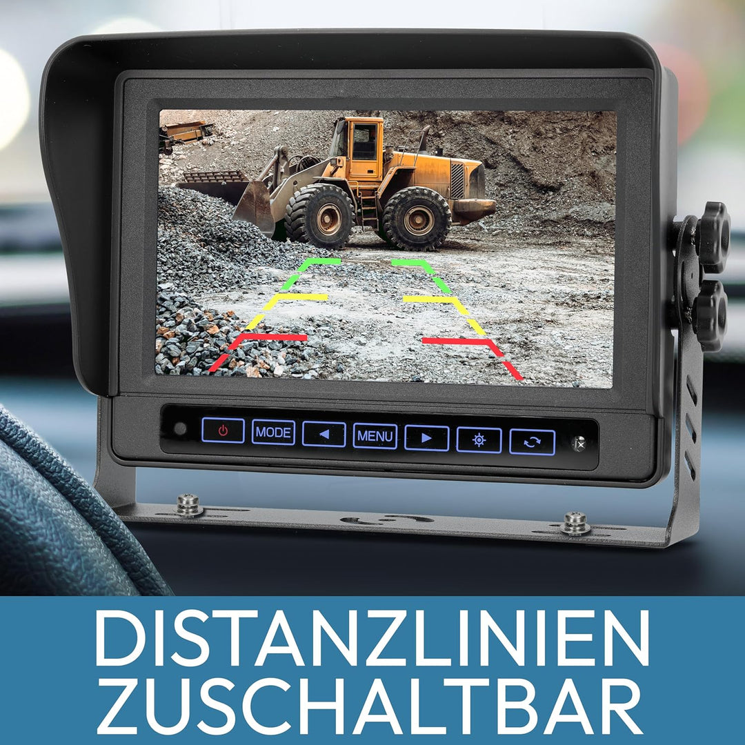 VSG24 13172-7" Spritzwassergeschützter IPX-67 Rückfahrmonitor / 12-24 Volt/Kamerastromversorgung/Bil