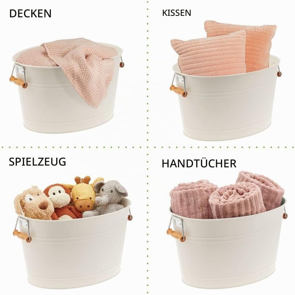 mDesign Weinkühler - Dekorativer Sektkübel mit Holzgriffen - Idealer Eiskübel für Wein, Bier, Sekt o