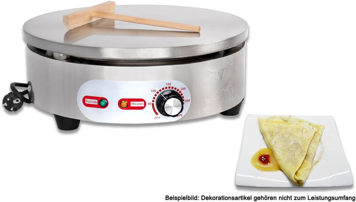 Beeketal 'BC40-1R' Gastro Crepes Maker mit Ø 400 mm antihaft Crepesplatte, 50-300 °C stufenlos einst