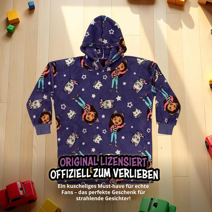 United Labels Gabby's Dollhouse Oversize Hoodie Decke mit Ärmeln und Kapuze für Mädchen, Lila, Kusch