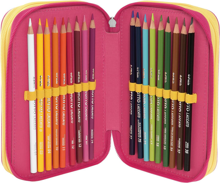 Kirby Mit Stift Frixion, Federmäppchen mit 3 Reissverschlüssen, Unisex, Kinder und Jungen, Rosa (Pin