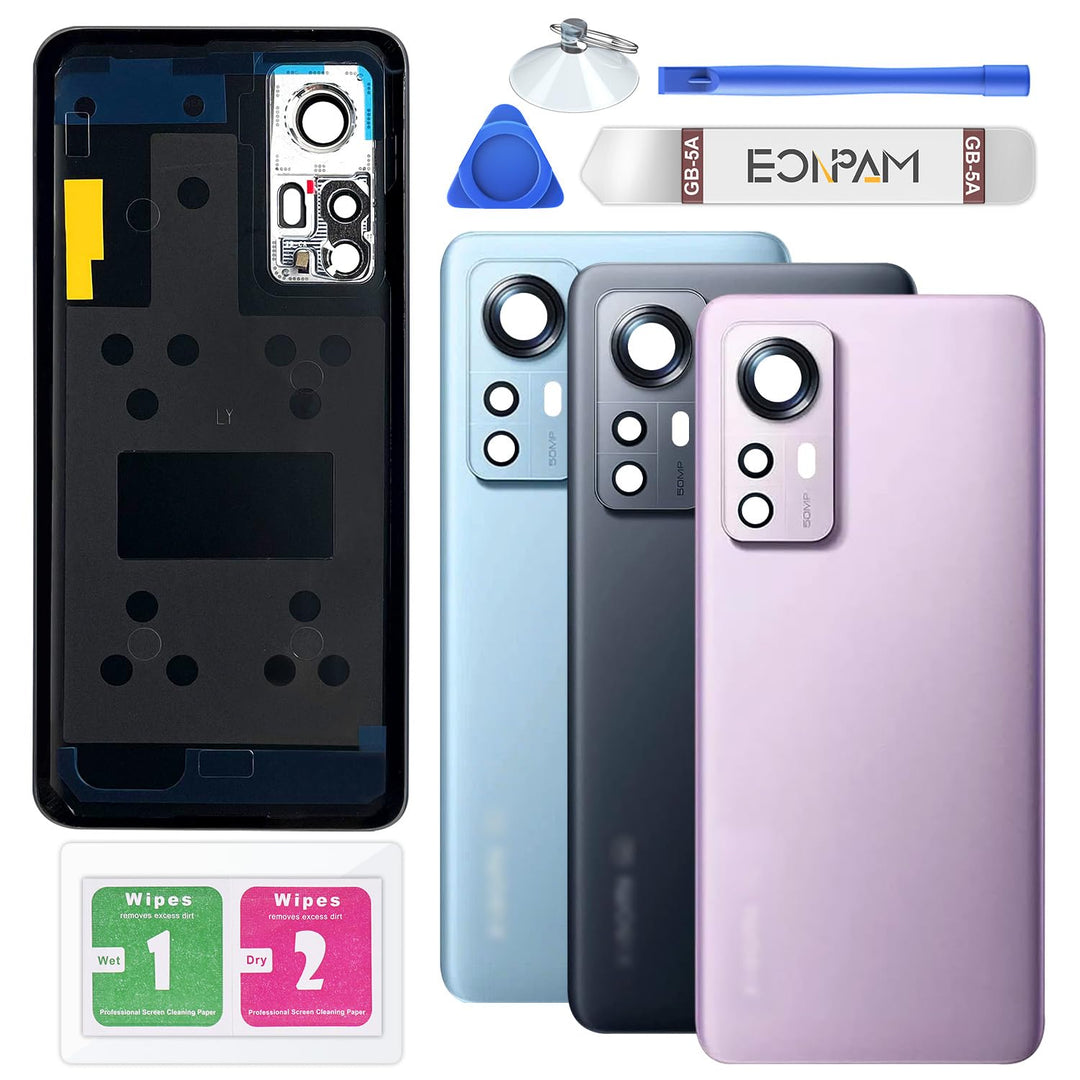 Eonpam Akkudeckel für Xiaomi Mi 12 / Mi 12X Rückseite Glas Original Backcover Back Glas Ersatz Repar