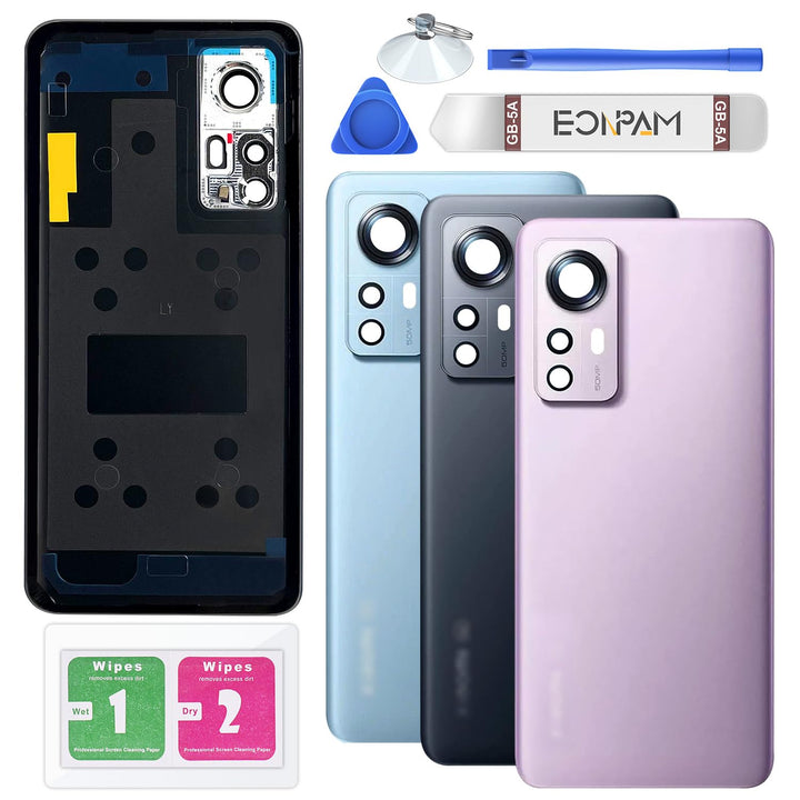 Eonpam Akkudeckel für Xiaomi Mi 12 / Mi 12X Rückseite Glas Original Backcover Back Glas Ersatz Repar