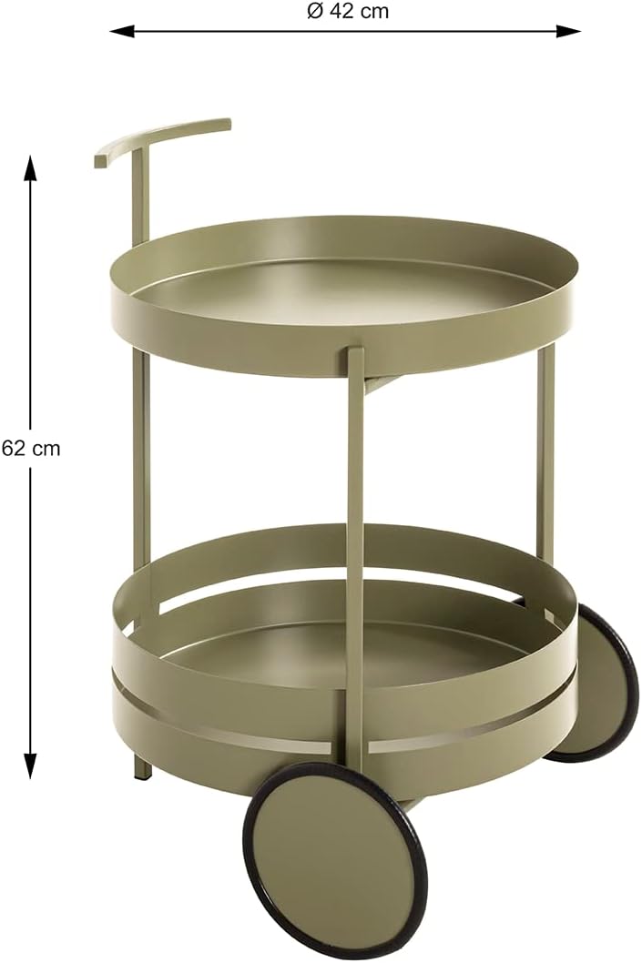 HAKU Möbel Servierwagen, Metall, grün, Ø 42 x H 62 cm Grün Ø 42 x H 62, Grün Ø 42 x H 62