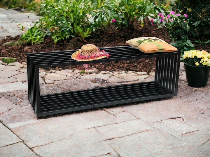 DanDiBo Gartenbank Metall Schwarz Wetterfest Massiv 150 cm Sitzbank Modern 96430 Parkbank Eisen Lame