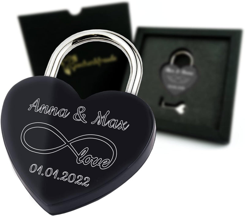 Geschenkfreude Liebesschloss mit Gravur witterungsbeständig - personalisierte Geschenke Valentinstag