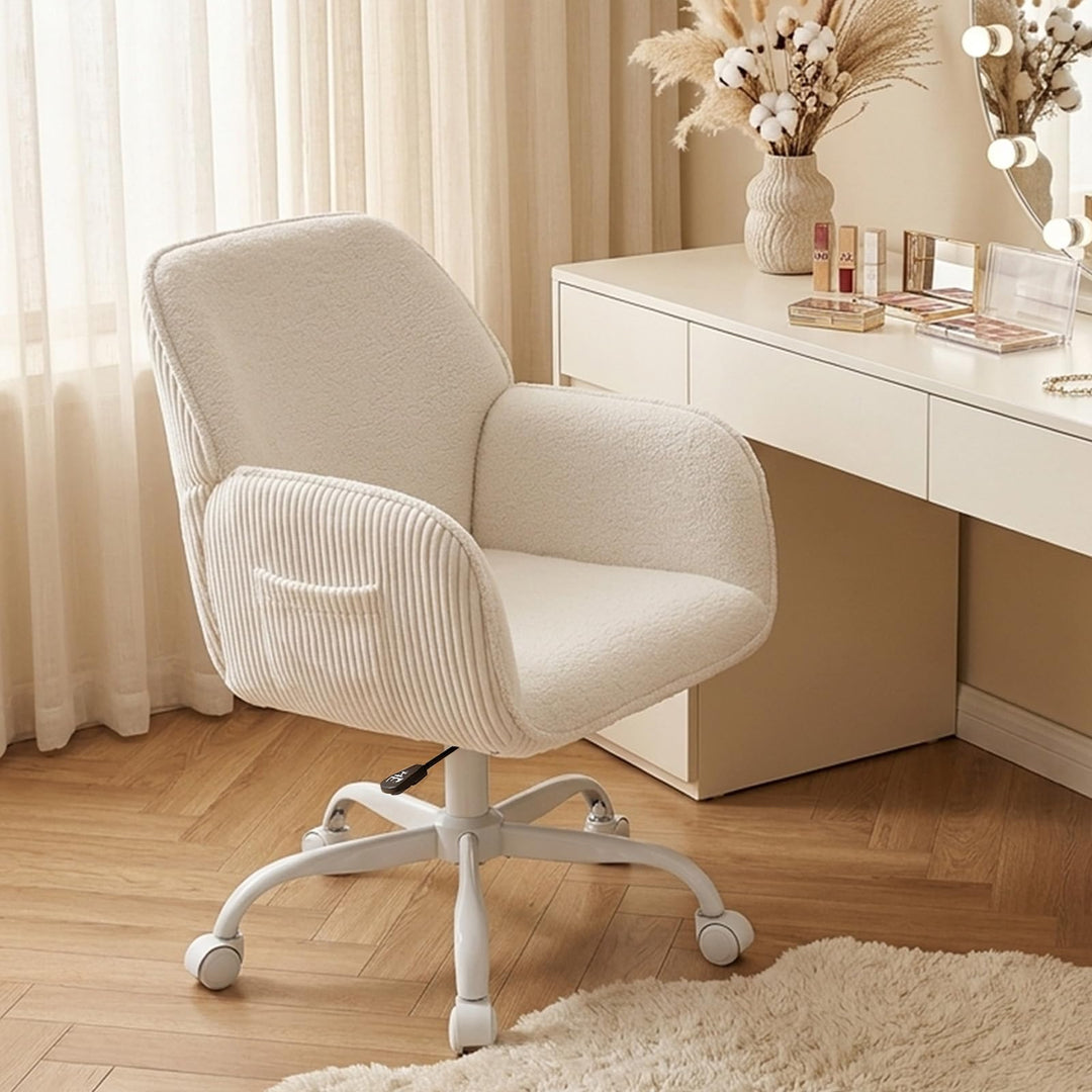 Bürostuhl Schreibtischstuhl Homeoffice Stuhl Schminktisch Stuhl – Sherpa- &amp; Cordstoff, Ergonomisch m