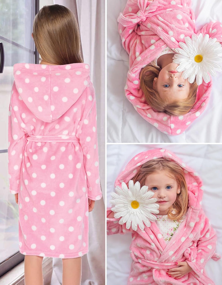 Arshiner Bademantel Kinder Mädchen Jungen Hoodie Roben Morgenmantel Weich Schlafanzug Flanell Pyjama