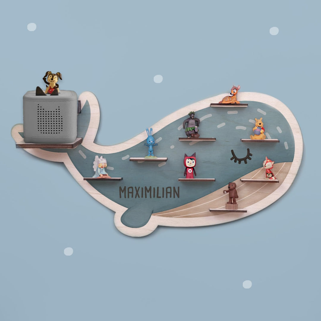 hellomini Personalisiertes Tonie Regal Jungen - Toniebox Regal mit Wunschnamen fürs Kinderzimmer - R