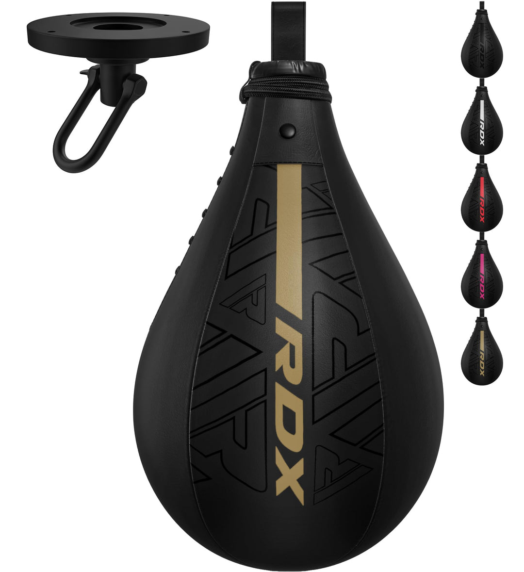 RDX Boxbirne Maya Hide Leder Set, Speedball Hängend Mit Halterung, Punchingball Boxing Speed Bag, Ge