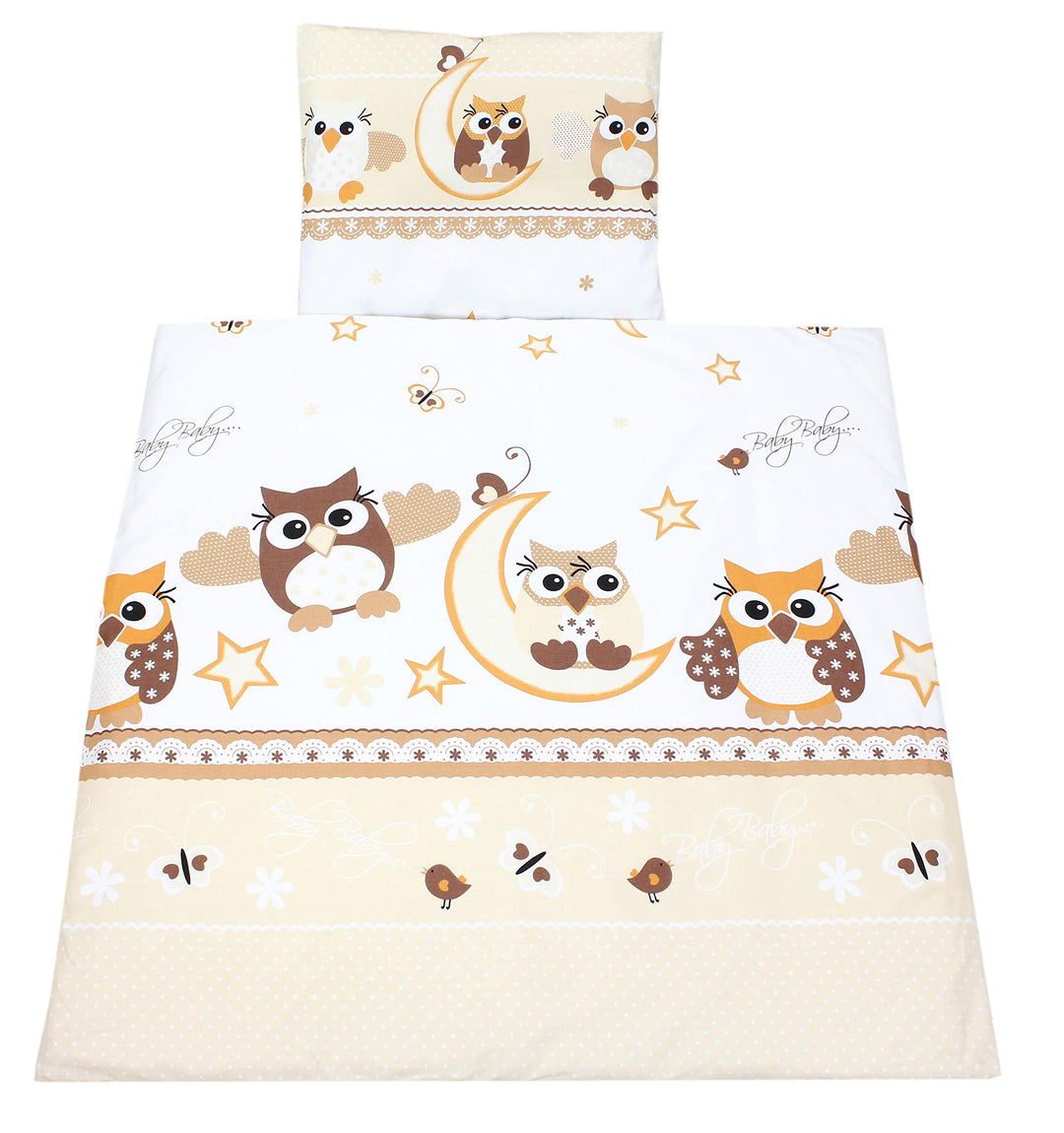 TupTam Unisex Baby Wiegenset 4-teilig Bettwäsche-Set: Bettdecke und Kopfkissen mit Bezug, Farbe: Eul