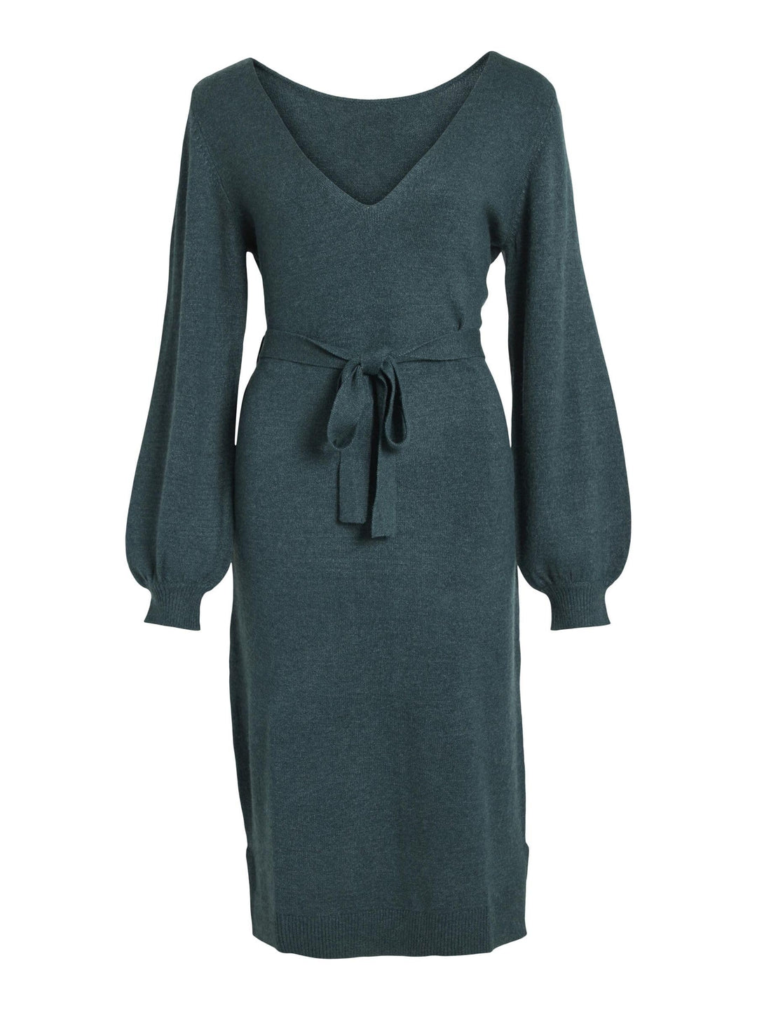 Vila Damen Viril Rev V-Neck Knit Dress-Noos Strickkleid, XS Ponderosa Pine/Detail:dark Melange