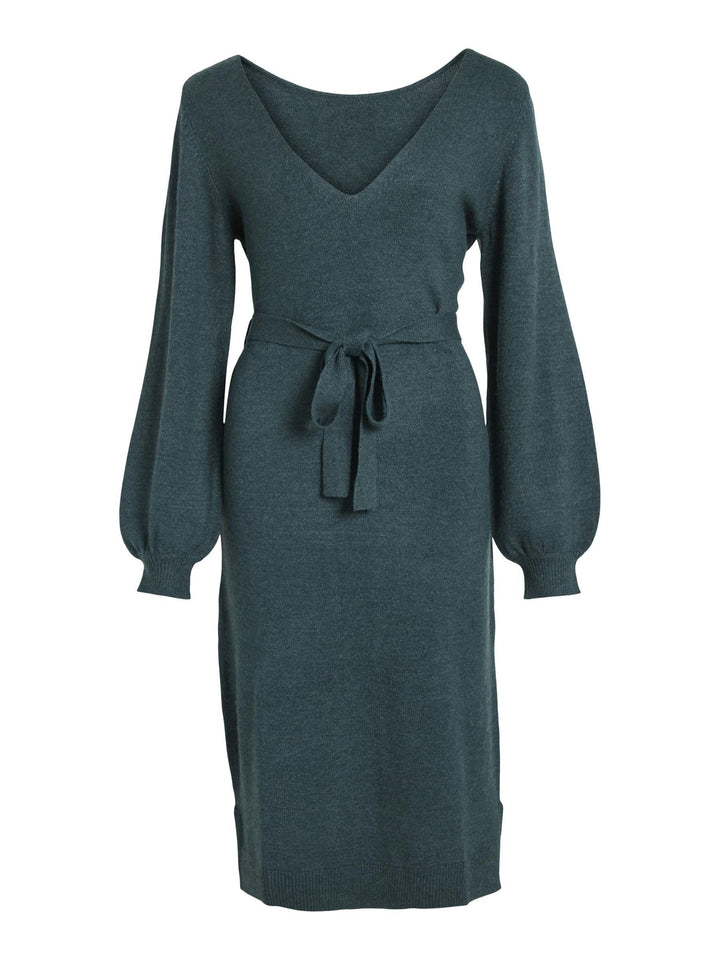 Vila Damen Viril Rev V-Neck Knit Dress-Noos Strickkleid, XS Ponderosa Pine/Detail:dark Melange