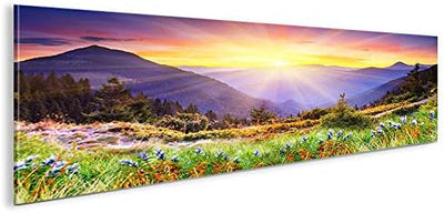 islandburner Bild Bilder auf Leinwand Regenbogen Berge Berglandschaft Intensive Farben Bergwiese Pan