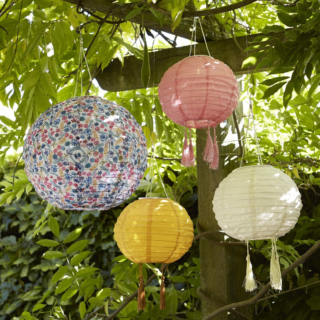 Lights4fun 3er Set Solar Lampions in Rosa Creme & Senf Solarlampen für Aussen Lucena Lampions Deko G