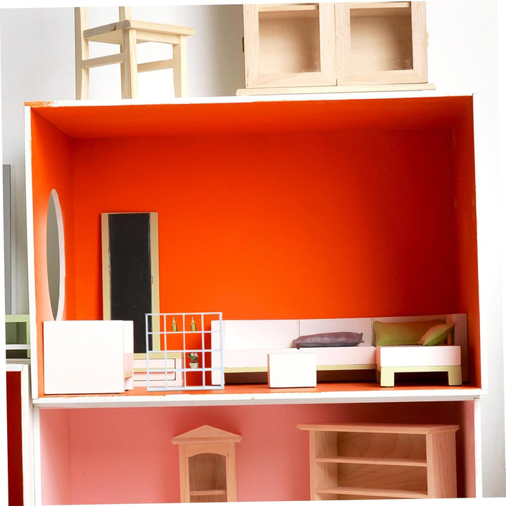 Puppenhaus-Bücherregal, realistisches Holz, 1:12 Miniatur-Bücherregal, 16 Gitter, Mini-Display-Regal