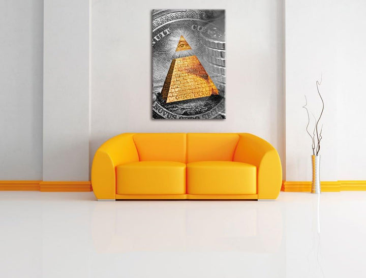 Pixxprint Illuminati Pyramide als Leinwandbild/Grösse: 120x80 cm/Wandbild/Kunstdruck/fertig bespannt