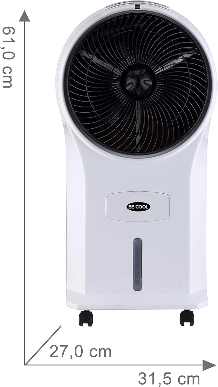 BE COOL Luftkühler mit Wasserkühlung, 3 in 1 Verdunstungskühler, Luftbefeuchter, Ventilator, 3 Stufe