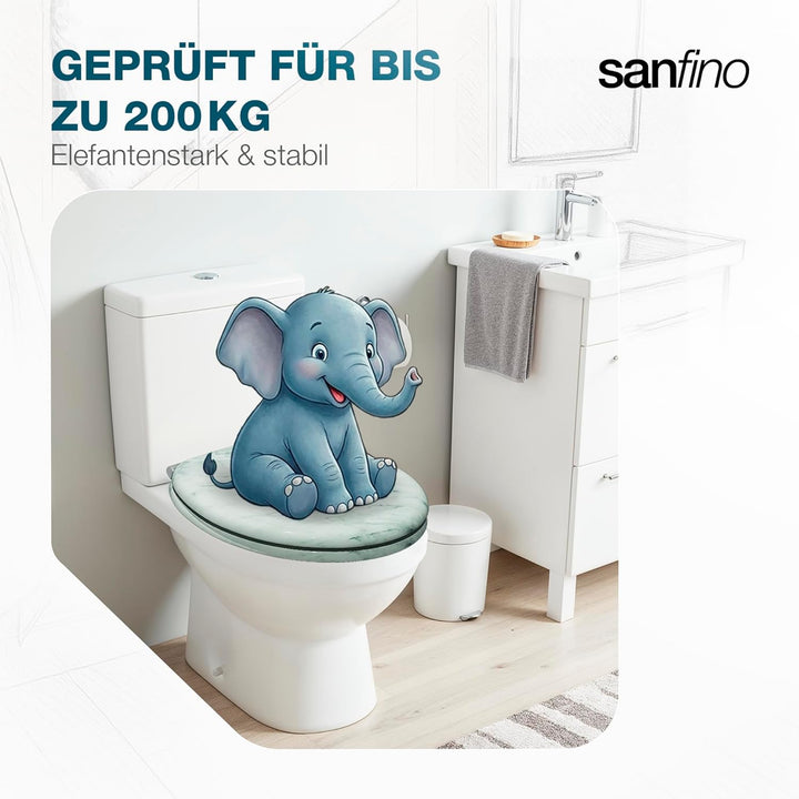 SANFINO® Premium WC Sitz mit Absenkautomatik – hochwertige Toilettendeckel aus Holz, viele bunte Mot