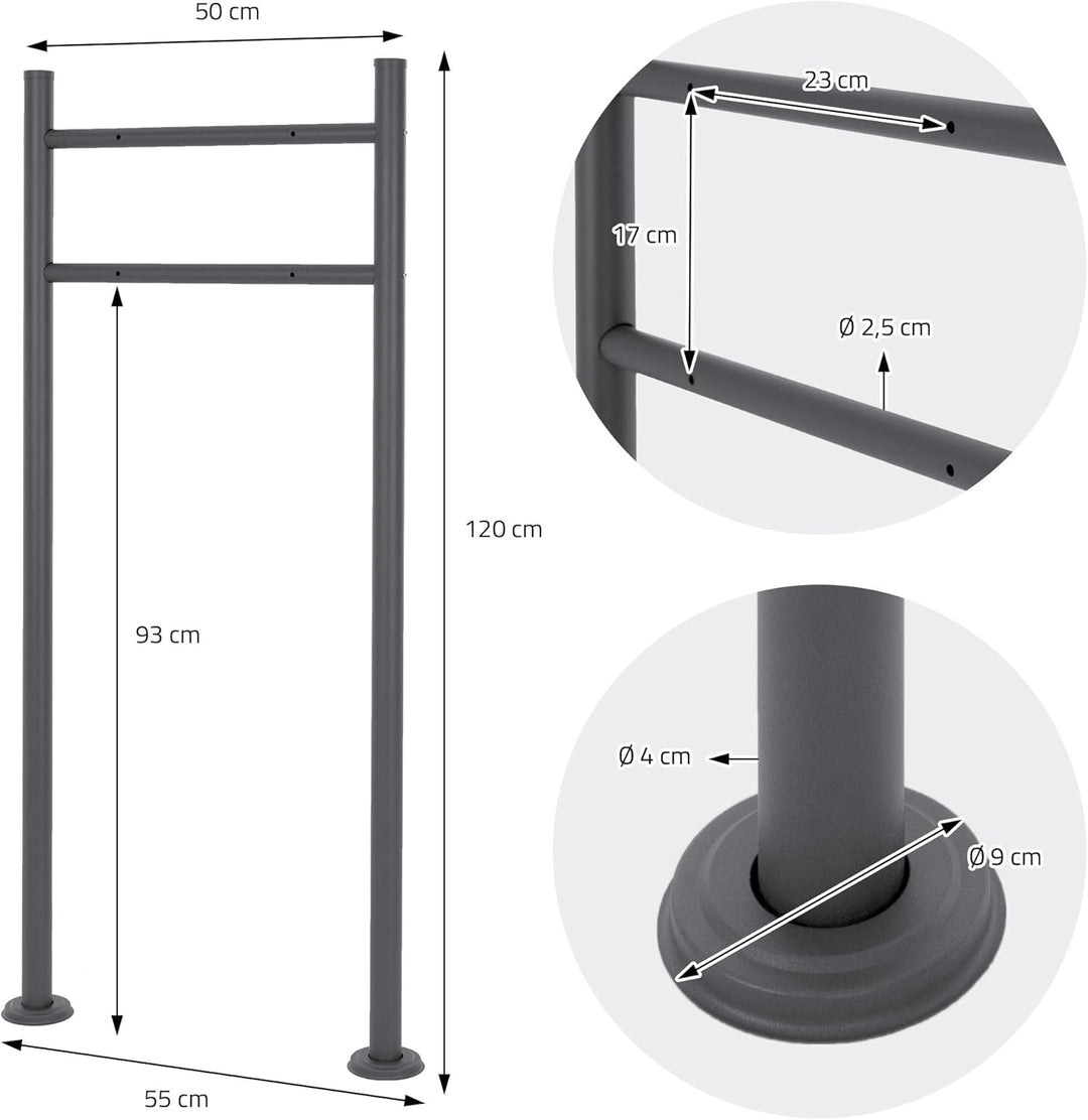 ECD Germany Standbriefkasten mit Zeitungsfach, Design Briefkasten mit Pfosten, Briefkastenanlage, Br