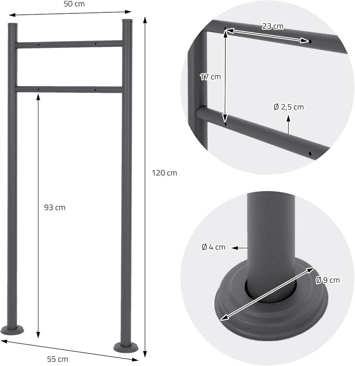 ECD Germany Standbriefkasten mit Zeitungsfach, Design Briefkasten mit Pfosten, Briefkastenanlage, Br