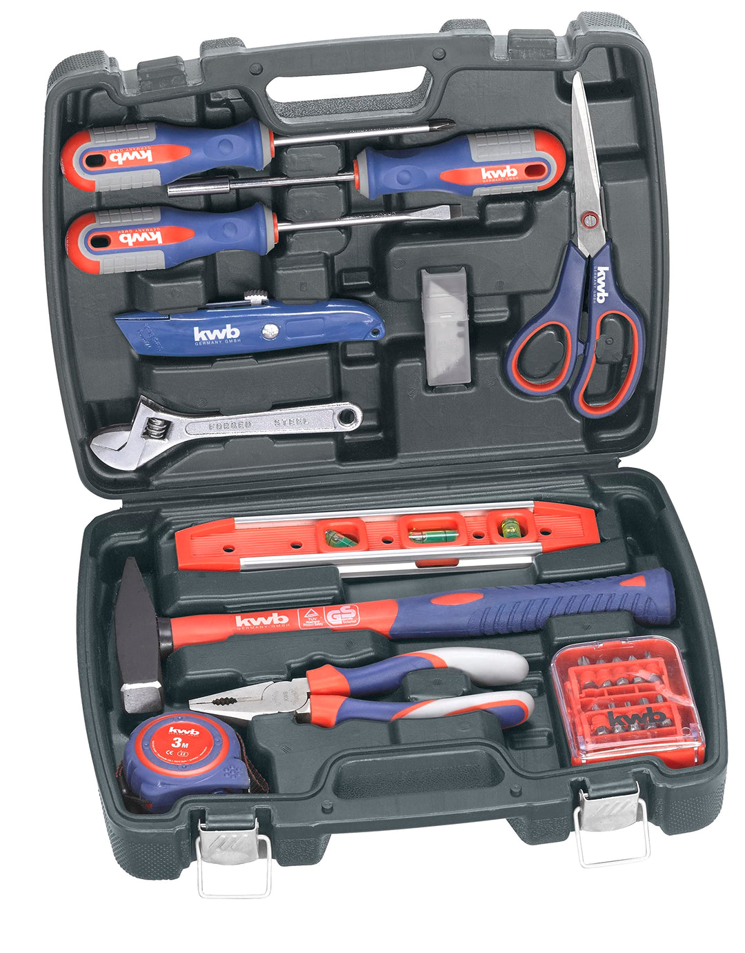 kwb Werkzeug-Koffer inkl. Werkzeug-Set, 40-teilig, gefüllt, robust und hochwertig, ideal für den Hau