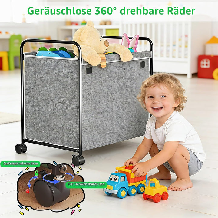 Aufbewahrungskiste für Spielzeug mit 360° Drehbaren Rädern, 118L Aufbewahrungskorb Kinder Spielzeugk