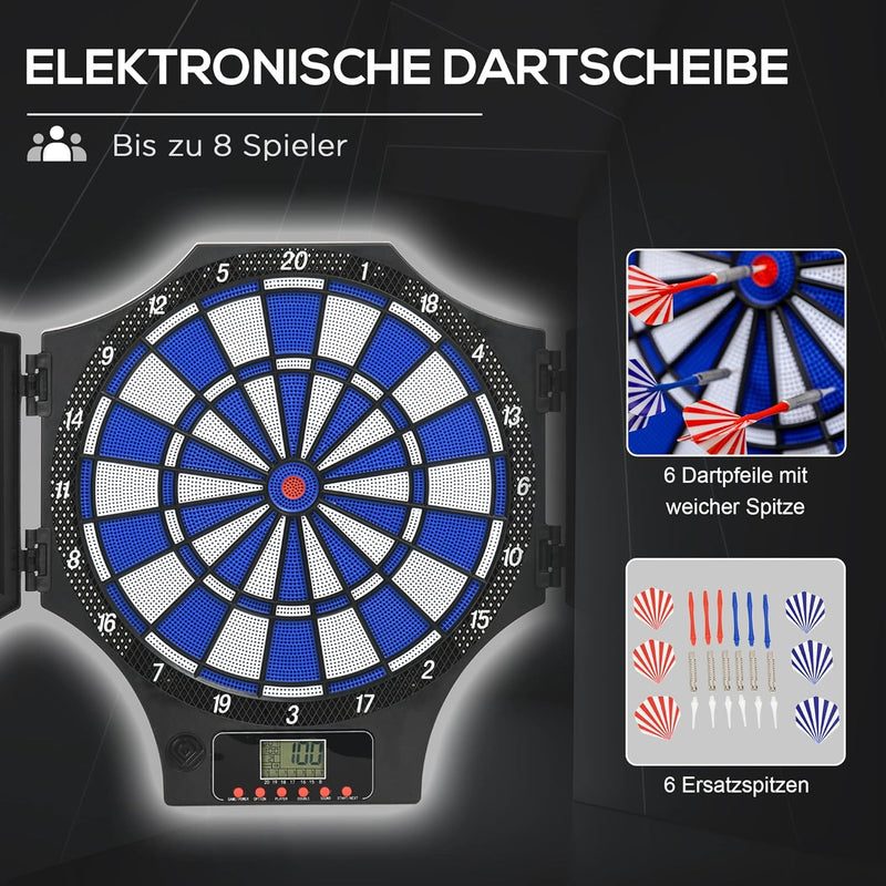 SPORTNOW Elektronische Dartscheibe, Dartboard mit 6 Dartpfeilen & 6 Ersatzspitzen, Dartautomat für b