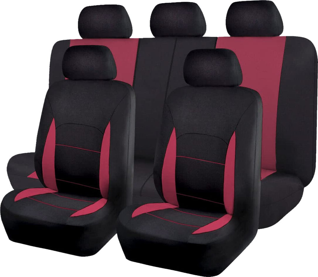 Flying Banner Auto Sitzbezüge Komplettset Universal Set (Niedriger Rücken - Polyester, Burgund und S