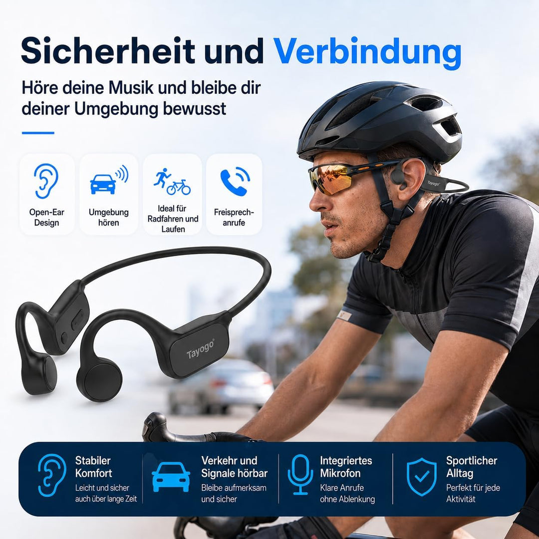 Tayogo Schwimmen Kopfhörer, Knochenschall Kopfhörer Eingebaute 32GB Speicher, MP3 Sport Kopfhörer Bl