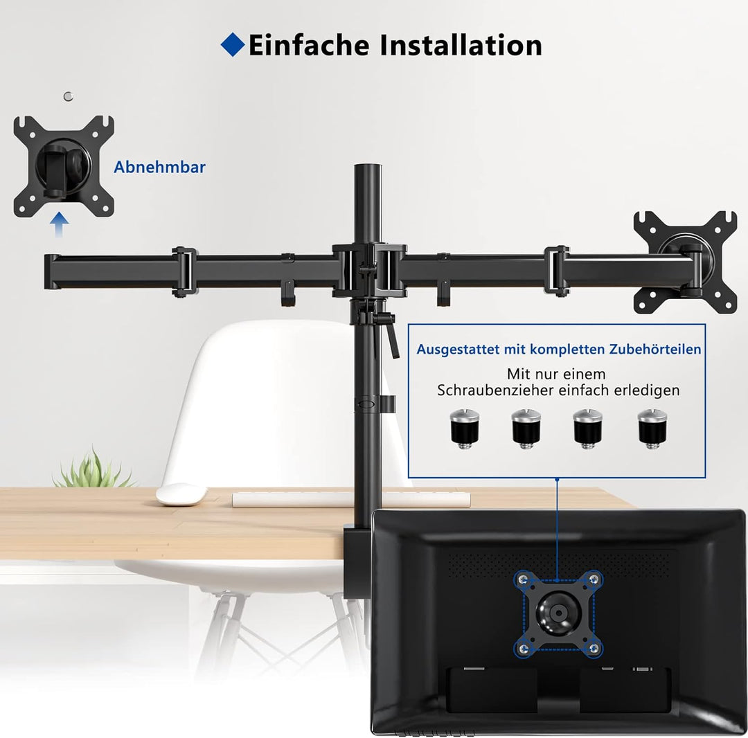 HFTEK - Monitor TV Tisch-Halterung Halter für Bildschirme von 13 bis 27 Zoll – VESA 75/100 (HF29DB),