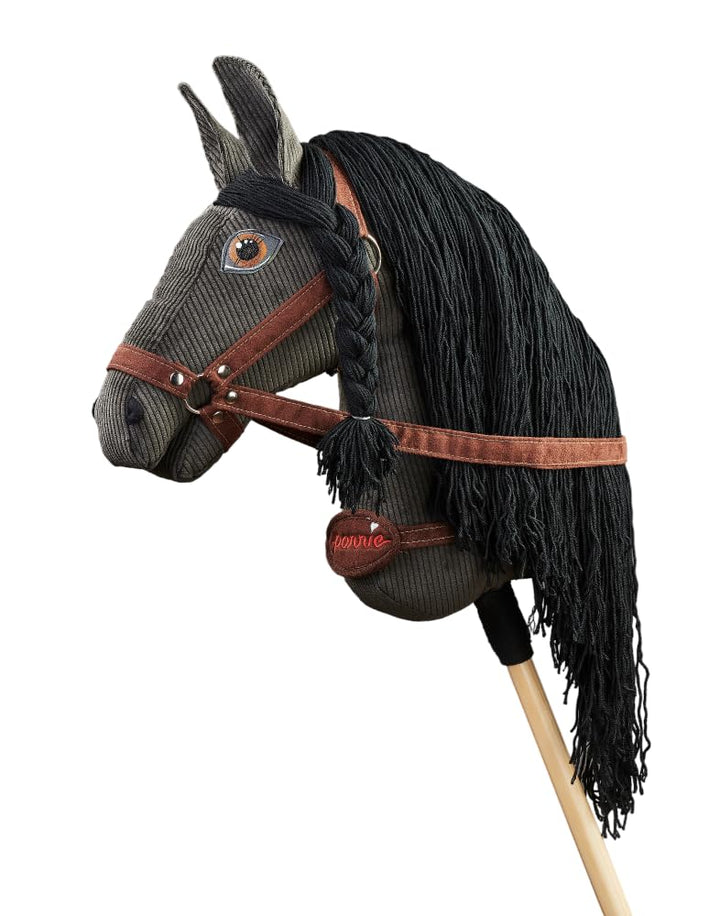 PONNIE Reitpferd mit Rollen Camel XL (9-99 Jahre), Spielpferd zum Reiten mit Rot Sattel, Kämmbare Mä