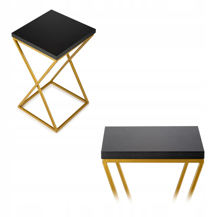 Pflanzenständer Metall 40 cm Hoch - Stabiler und Fester Blumenhocker mit Schwarz MDF-Platte auf Gold
