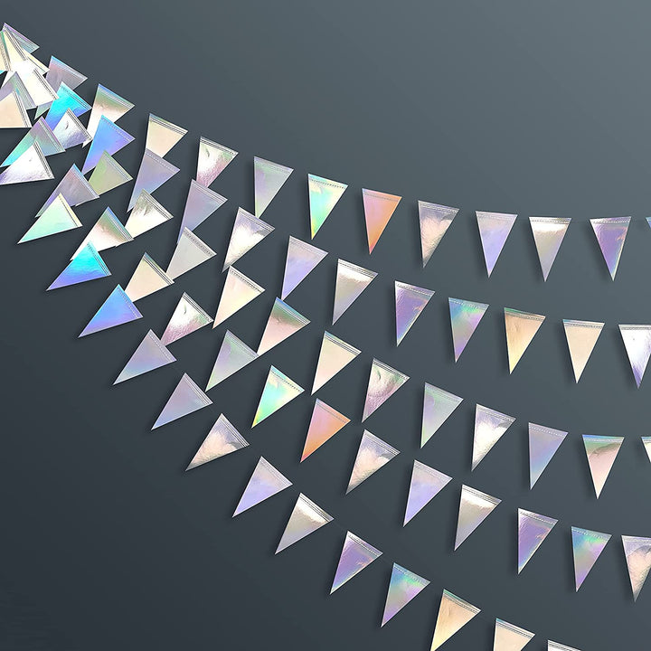 40Ft Schillernde Dreieck Banner Flagge Doppelseitige Metallic Holographische Papier Wimpel Girlande