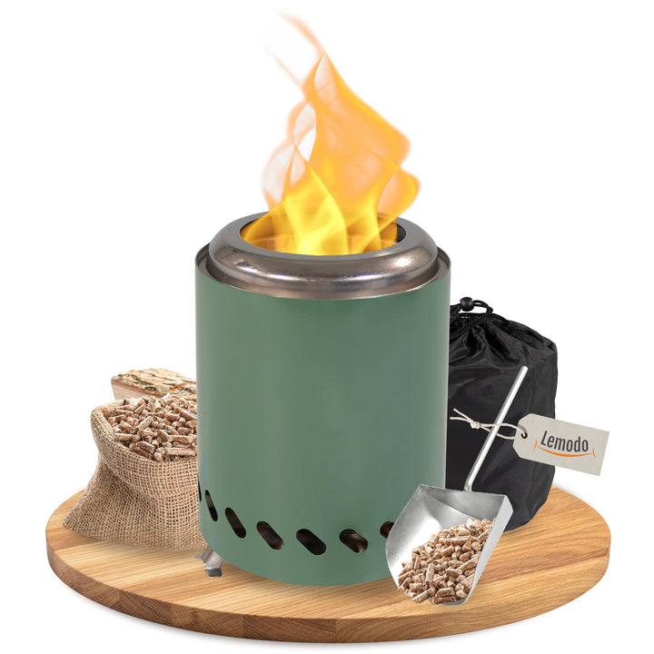 Tischkamin grün rauchfrei, Tischfeuer Outdoor, Mini-Feuerstelle tragbar mit Tragetasche, rauchfreier