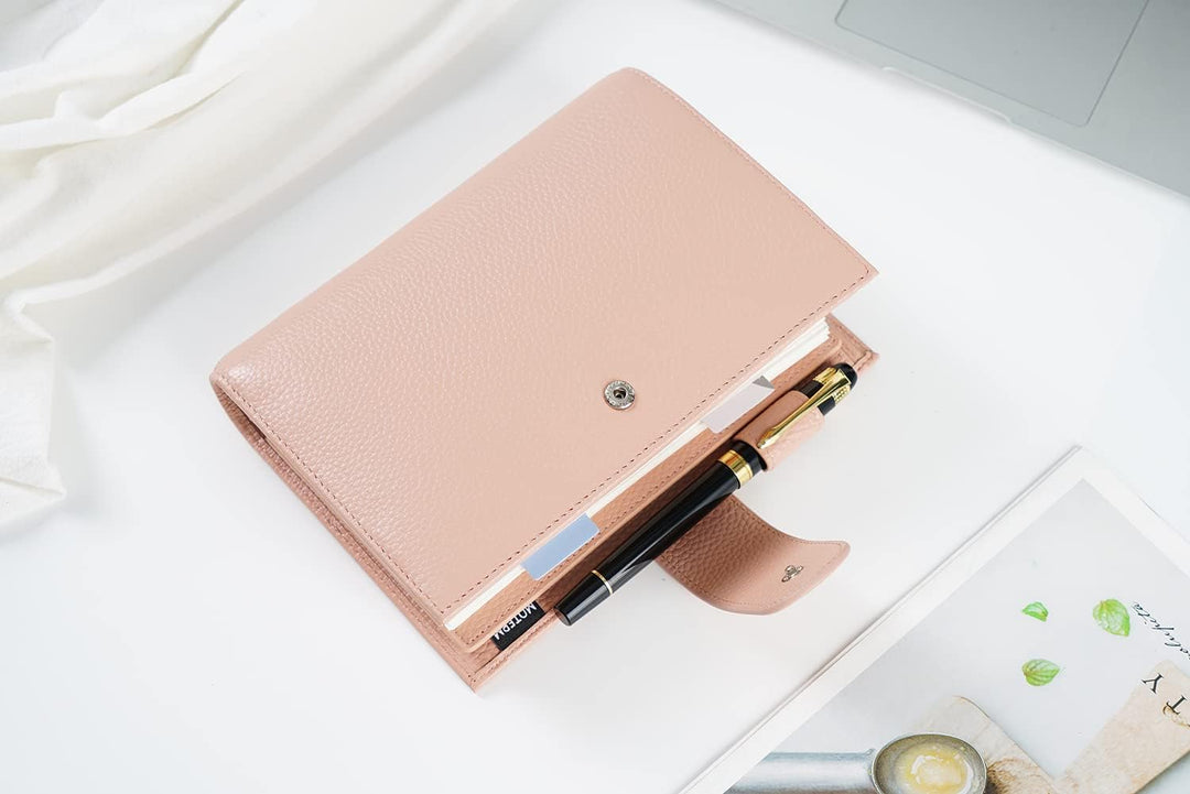 Moterm Personal Regular Ringe Planer - Echtes Leder Binder Organizer (25mm Ring, Kiesel-Staubrose),
