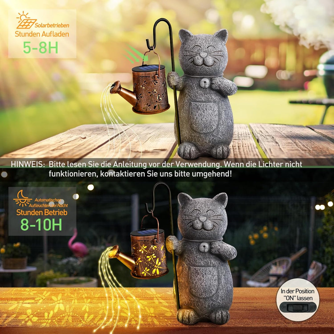 Hinshark Geschenke für Frauen Mama, LED Deko Katze Gartenstatuen, Geschenke für Frauen Weihnachten,