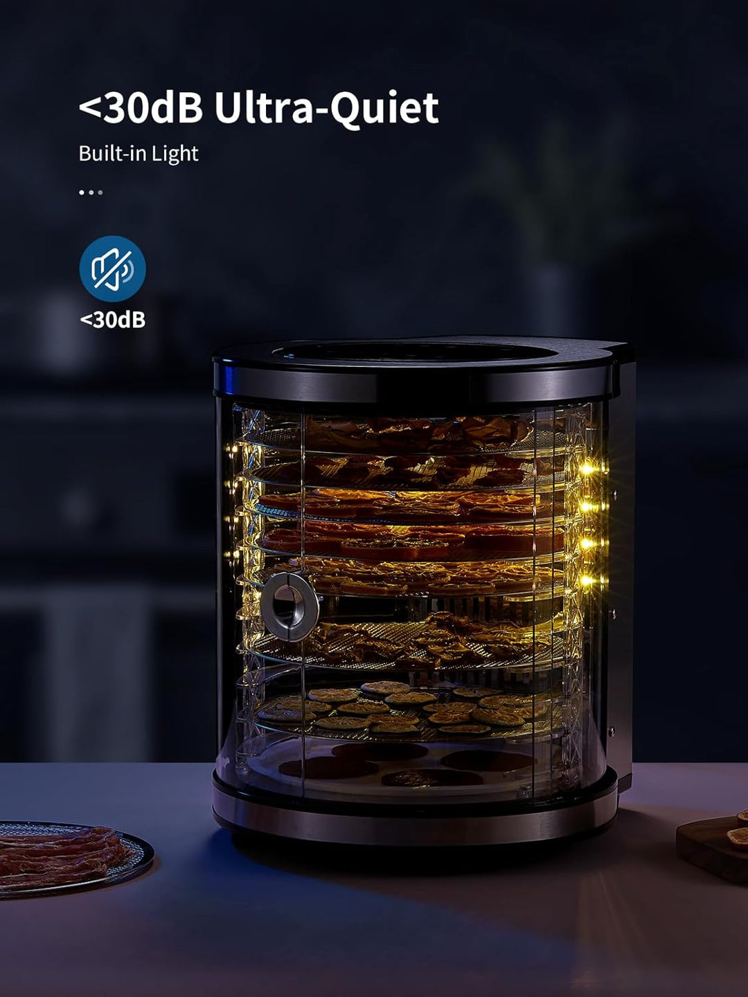 Dörrautomat 10 Etagen Edelstahl mit LCD-Display – Lebensmitteltrockner mit Rotation, 850 W, 35–75 °C