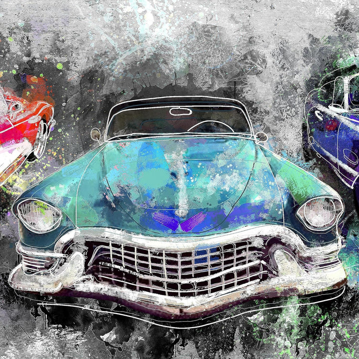 Runa Art Wandbilder Oldtimer Retro 5 Teilig Bild auf Vlies Leinwand Deko Wohnzimmer Schlafzimmer Abs