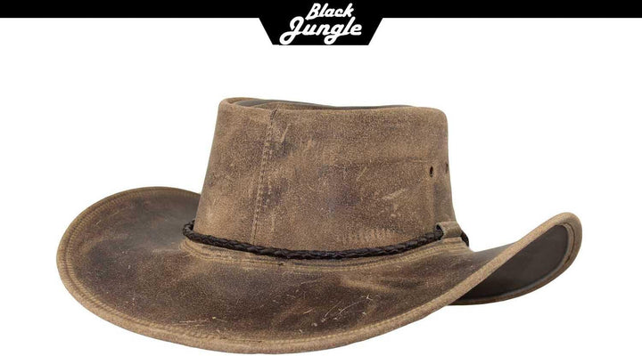 Black Jungle Kimbolton Lederhut, Westernhut, Australienhut, Cowboyhut XS Charcoal, XS Charcoal
